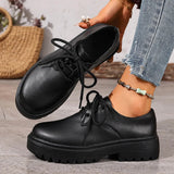 British Style Platform Oxford Shoes for Women Fashion Lace Up Thick Bottom Pu Leather Shoes Wman Plus Size 42 Office Work Shoes
