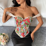 Phantasy Vintage Strap Floral Print Tank Top Women French Style Pink Camisole Lady Elegant Blue Vest 2026 Summer Party Dress up