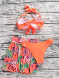 3 Piece Tropical Bikini Halter Push Up Swimsuit & Beach Shirt Swimwear Women 2026 Bathers Bathing Swimming Suit Female Beachwear