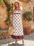 2026 Summer Women Slip Dress Spaghetti Straps Dots Print Swing A-line Dress Party Bohemian Casual Elegant Dresses