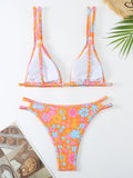 2025 Strappy Bikini Brazilian Printed Swimsuit Women Sexy Padded Swimwear Female Bathers Bathing Swimming Swim Suit Beachwear