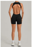 Women's Seamless Yoga Jumpsuits Sports Running Fitness Backless Sleeveless Hip-lifting One-piece Workout Gym Shorts Bodysuits
