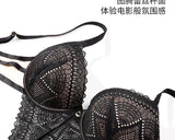 MOYISU Sexy Lace Bodysuit Push-Up Bra Set Small Chest Enhancer Anti-Sag Adjustable Straps Comfort Allure One-Pc Lingerie Fashion