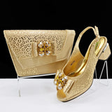 Doershow Italian green Shoes And Bag Sets For Evening Party With Stones Italian Leather Handbags Match Bags!  1-1