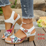 Women's Peep Toe Hihg Heel Sandals 2026 Gladiator Shoes Chunky Heel Platform Women's Sandals Flower Ladies Heeled Shoes