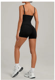Womens Two Way Wear Bodysuit Sleeveless Yoga Stretch One Piece Romper Sexy Fitness Side Pockets Sportwears Bodysuit