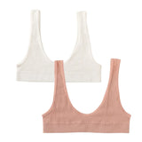 2Pcs/Set Women Non-wire Bra Crop Top Seamless Underwear Female Plunge Bra Tops Ribbed Sexy Lingerie Sports Intimates