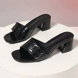 Fashion Women Pumps Slippers Ladies Square Toe Female Slides Summer High Heels Sandals Solid Ladies Shoes 2026