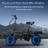 LELEKUAI 500W Adult Electric Bike, 20 MPH, 48V 10.4Ah Removable Battery, 14 Inch Folding Electric Bike, Multi-Shock Absorption