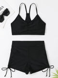 Drawstring Front Shorts Bikinis 2026 High Waist Swimsuit Women Swimwear Female Bathers Bathing Swimming Swim Suit Beachwear