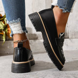 Fashion Leopard Print Platform Loafers Women Plus Size 43 Slip On Pu Leather Shoes Woman Comfort Thick Bottom Office Work Shoes