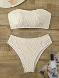 Wave Striped Bandeau Bikinis High Waist Bikini Female Swimsuit Women Swimwear Two-pieces Bikini Set Bathing Suit Swim Beach Wear
