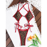 S - XL Leopard Extreme String Mini Micro Thong One Piece Swimsuit Women Swimwear Female Padded Bather Bathing Suit Swim K7067