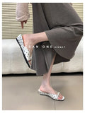 2026 New Polka Dot Wedges Heels Women Slippers Fashion Open Toe Butterfly-knot Party Dress Slide Summer Outdoor Daily Wear Shoes