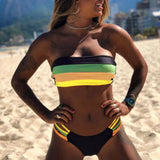 Bikini Swimwear Push-Up Bikinis Sets Colored Stripes Women Bra Padded Beachwear Bathing Suit New 2 Piece Swimsuit 2025 Biquini