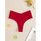 S - XL High Waist High Leg Cut Bikini Bottom Swim Brief Women Swimwear Female Bather Brazilian Tanga Panties Underwear V7095