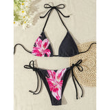 XS - L Floral Leopard Printed Halter Bikini Women Swimwear Female Swimsuit Two-Pieces Bikini Set Bather Bathing Suit Swim V6424