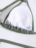 2025 Sexy Halter Strappy Metal Rings Bikini Women Swimwear Female Swimsuit Two-pieces Bikini set High Cut Bathing Suit Swim Lady