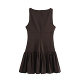 Foridol Bowknot Pleated Tank Short Dress for Women Sleeveless Casual Party Short Dress Female Casual Autumn Winter Dress