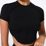 No Padded Women Yoga Sport T Shirts Fitness Clothes Short Sleeve Yoga Shirt Gym Top Running Active Wear Sport Tops