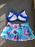 2026 Sexy Ruffled Swimsuit Women Push Up Cross Bikini Women Maple Print Gradient Beach Skirt Bathing Suit Skirt Swimwear Tankini
