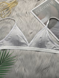 Women's thin without steel ring lifting and gathering gray sexy ultra short underwear triangle underwear set YS2731