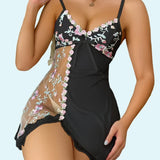 Toucheart Sexy Lingerie Suit Hot Girl Suspender Lace Backless Perspective Sexy Clothes Home Nightgown for Women Women's Lingerie