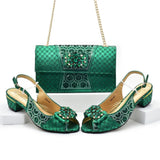 Doershow nice African Shoes And Bag Matching Set With BLUE Hot Selling Women Italian Shoes And Bag Set For Wedding  HFG1-1