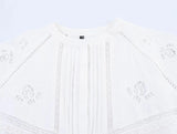 Foridol White Cotton Shorts Set Outfits Women Hollow Out Embroidery Two Pieces Set Outfits Shirt Shorts Matching Set Summer