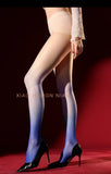 Dual-Color Aurora Pantyhose Gradient Sexy Gradient Shiny Seamless Deep Crotch Tights Black Stockings Transparent Mesh Charm 4YR1