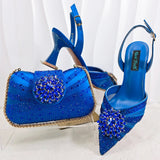 Doershow beautiful Italian Shoes And Bag Sets For Evening Party With Stones Italian Leather Handbags Match Bags!  HC1-1