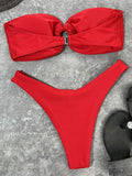 Sexy Fishnet Strapless Bandeau Bikini Women Swimsuit Female Swimwear Two-pieces Bikini set High Cut Bather Bathing Suit Swim