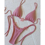 2025 Halter Bikinis Women Swimsuit New Sexy Swimwear Floral Brazilian Bikini Set Micro Biquini Female Cute Solid Beachwear