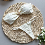 New Metal Star Bandeau High Cut Thong Bikini Women Swimwear Female Swimsuit Two-Pieces Bikini Set Bather Bathing Suit Swim V6422