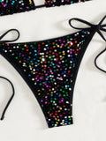 Sexy Sequin Blue Micro Bikini Set Women Shiny Push Up Bra Tie Side Triangle Swimsuit Summer Bathing Suit Holiday Swimwear 2026