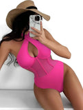 One Piece Bikini Women 2026 Grenadine Solid black Cross Bandage Hollow Out Swimwear Beach Backless Bathing Suit Monokini