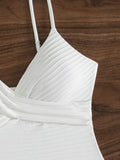 Wrinkled V Neck High Leg Cut One Piece Swimsuit Women Thong Swimwear Female Bather Monokini Bathing Suit Swim wear Beachwear