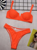Sexy Ribbed Underwired V-bar Bikini Women Swimsuit Female Swimwear Two-pieces Bikini Set High Cut Bathing Suit Swim Beach Wear