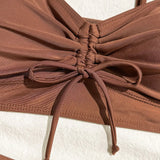Wrinkled Knotted Shorts High Waist Bikini Female Swimsuit Women Swimwear Two-pieces Bikini Set Tankini Bathing Suit Swim Beach