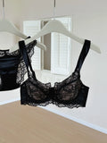 Sexy French Lace U-Back Minimizer Bra Set for Large Bust | Push Up Anti-Sagging Deep V Bralette | Summer Bestseller MOYISU Panty