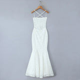 Backless Lace Up Trumpet White Party Dress Vestidos Para Mujer Sexy New in Long Dresses 2025 Spring Summer Elegant Sundress
