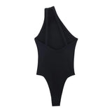 Women's One Shoulder Bodysuit Casual Sleeveless Ribbed Slim Fit Casual Tops Solid Color Pure Desire Vest Bodysuits Charming ZJ17
