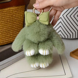 Bag Accessories Fashion Pluff Bunny Keychain Fluffy Lovely Play Dead Rabbit Cute 13cm Rabbit Fur Keychain Women