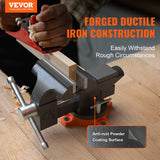 VEVOR Bench Vise 4.5" 6" 6.5" Multipurpose with Swivel Base & Anvil Heavy Duty Cast Iron for Drilling, Conduit Cutting, Sanding
