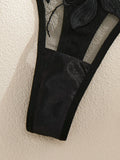 Black French-style Floral Embroidery Lace Lingerie, Sexy and Soft Steel-bra-cupped Supportive Bra,Valentine's Day Party ZA82403