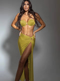 Sexy Shell Bikini Set With Skirt Women Two-Pieces Swimsuit 2024 New High Fork Skirt Set Biquini Swimwear For Girl Clothing