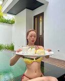 Korean INS Style Bikini Set Women Cute Sweet Split Swimsuit Beach Vacation Photogenic Swimwear
