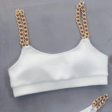 Bikini 2026 Sexy Chain Strap Solid Swimwear Swimsuit Women Bikini Set Bathing Suit Beach Bikini Female White/Black Bikinis Mujer
