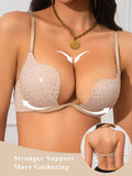 Sexy U-shaped lingerie with hot stamping, luxurious small chest, gathered to show off, large steel ring, top support bra