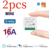 1pc 16A Mini Wifi DIY Light Switches Module 2-way Control Works With Tuya Smart Life APP Alexa Alice Google Home